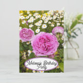 ピンクローズバラフラワーフローラかわいらし女子 招待状 (スタンド正面)