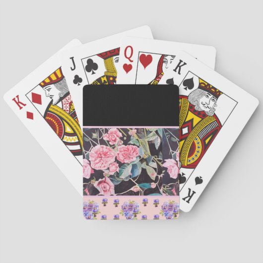 ピンクローズバラ水彩ヴィンテージカスタマイズ可能 トランプ (裏面)