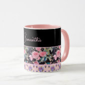 ピンクローズバラ水彩ヴィンテージカスタマイズ可能 マグカップ (正面右)