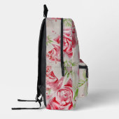 ピンクローズバラ水彩花フローラアート プリントバックパック (左)