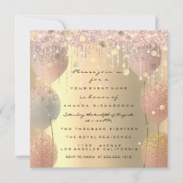 ピンクローズバルーンスウィート16ブライダルシャワー 招待状