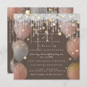 ピンクローズバルーンスウィート16ブライダルブロンズグレー 招待状 (正面/裏面)