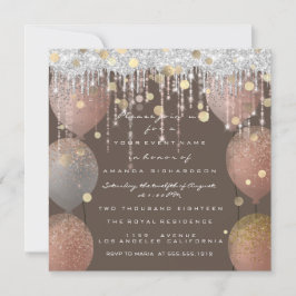 ピンクローズバルーンスウィート16ブライダルブロンズグレー 招待状