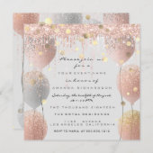 ピンクローズバルーンスウィート16ブライダルベビーグレー 招待状 (正面/裏面)