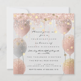 ピンクローズバルーンスウィート16ブライダルベビーグレー 招待状