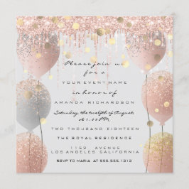 ピンクローズバルーンスウィート16ブライダルベビーグレー 招待状