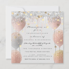 ピンクローズバルーンスウィート16ブライダルベビーグレー 招待状