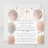 ピンクローズバルーンスウィート16ブライダルホワイトブライダル 招待状 (正面)