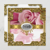 ピンクローズバースデーパーティーグラモールホット招待状 招待状 (正面/裏面)