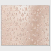 ピンクローズパウダー金ゴールドグリッタークリスマスツリールクス ラッピングペーパー (フラット)
