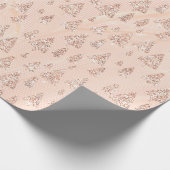 ピンクローズパウダー金ゴールドグリッタークリスマスツリー赤面 ラッピングペーパー (角)