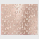 ピンクローズパウダー金ゴールドグリッタークリスマスツリー ラッピングペーパー (フラット)