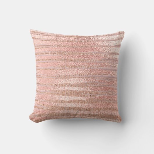 ピンクローズパウダー金ゴールドグリッターメタリストライプライン クッション (正面)