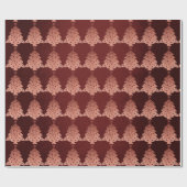 ピンクローズパウダー金ゴールドバーガンディークリスマスツリー ラッピングペーパー (フラット)