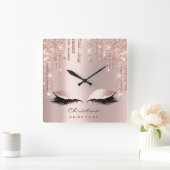 ピンクローズパステルスパークリダイヤモンドブライドプリンセス スクエア壁時計 (ホーム)