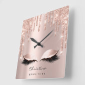 ピンクローズパステルスパークリダイヤモンドブライドプリンセス スクエア壁時計 (傾斜)