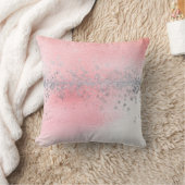 ピンクローズパステルホワイトシルバーグラデーションスターズグリッター クッション (ブランケット)