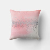ピンクローズパステルホワイトシルバーグラデーションスターズグリッター クッション (裏面)