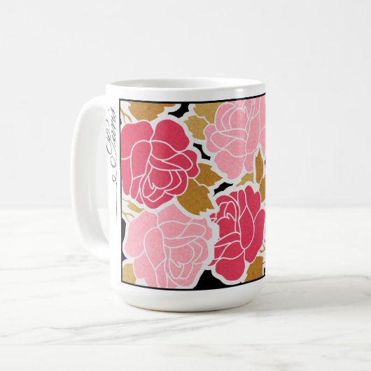 ピンクローズパリヴィンテージポスターマフランスのグ コーヒーマグカップ (正面左)