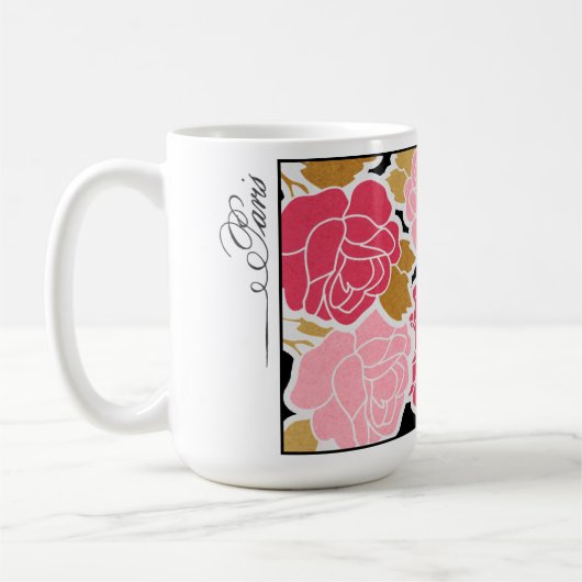 ピンクローズパリヴィンテージポスターマフランスのグ コーヒーマグカップ (左)