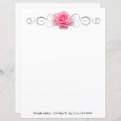 ピンクローズパーソナライズされた紙シート (正面/裏面)