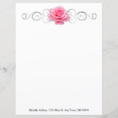 ピンクローズパーソナライズされた紙シート (正面)