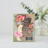 ピンクローズパールツツプリンセスベビーシャワー 招待状 (スタンド正面)