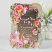 ピンクローズパールブライダルティーパーティー 招待状