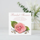 ピンクローズパールホワイトブライダルシャワー 招待状 (スタンド正面)