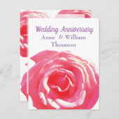 ピンクローズビューティフルアニバーサリー招待状 招待状 (正面/裏面)