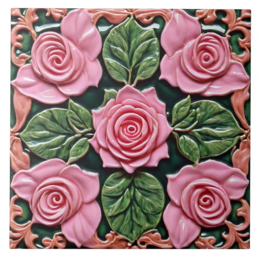 ピンクローズビューティフルコレクシ人気があるョン タイル (正面)