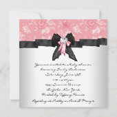 ピンクローズピンクブラックベビーガールシャワー 招待状 (裏面)