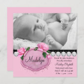 ピンクローズピンクブラック誕生発表 案内状 (正面/裏面)