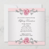 ピンクローズピンクベビーガールシャワー 招待状 (裏面)