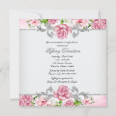 ピンクローズピンクベビーガールシャワー 招待状 (裏面)