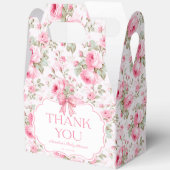 ピンクローズピンクボウ女の子ベビーシャワーありがとう フェイバーボックス (見開き)