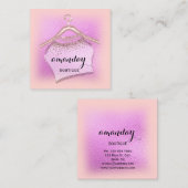 ピンクローズファッションブログクロスハンガーバラ スクエア名刺 (正面/裏面)