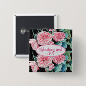 ピンクローズファブラスと50バッジバラ 缶バッジ (正面&裏面)