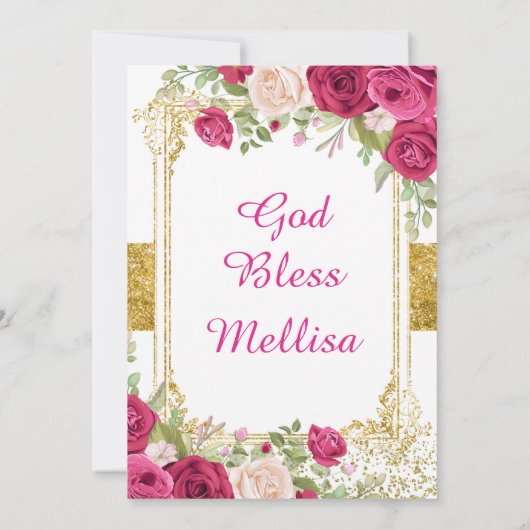 ピンクローズフィエスタバースデーパーティーの招待 招待状 (裏面)