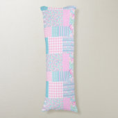 ピンクローズフェイクパッチワーク大抱き枕 ボディピロー (正面縦)