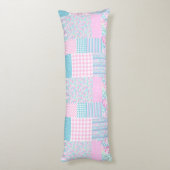 ピンクローズフェイクパッチワーク大抱き枕 ボディピロー (裏面 (縦))