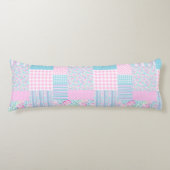 ピンクローズフェイクパッチワーク大抱き枕 ボディピロー (正面)