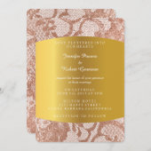 ピンクローズフェイク結婚金ゴールド王室の招待状 招待状 (正面/裏面)