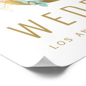 ピンクローズフェイク金ゴールドアンパサンド結婚ウェルカム徴候 ポスター (角)