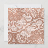 ピンクローズフェイク金ゴールドパウダーレース誕生日パーティー 招待状 (裏面)