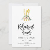 ピンクローズフェイク金ゴールドリハーサルのディナー招待 招待状 (正面)