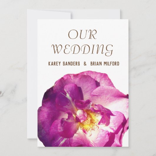 ピンクローズフォトエレガントな結婚式招待状 招待状 (正面)