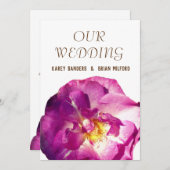 ピンクローズフォトエレガントな結婚式招待状 招待状 (正面/裏面)