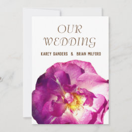 ピンクローズフォトエレガントな結婚式招待状 招待状