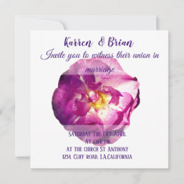 ピンクローズフォトエレガントな結婚式招待状 招待状